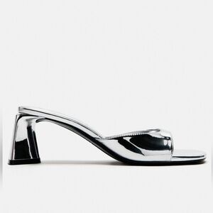 Zara Metallic Block Heel Sandals